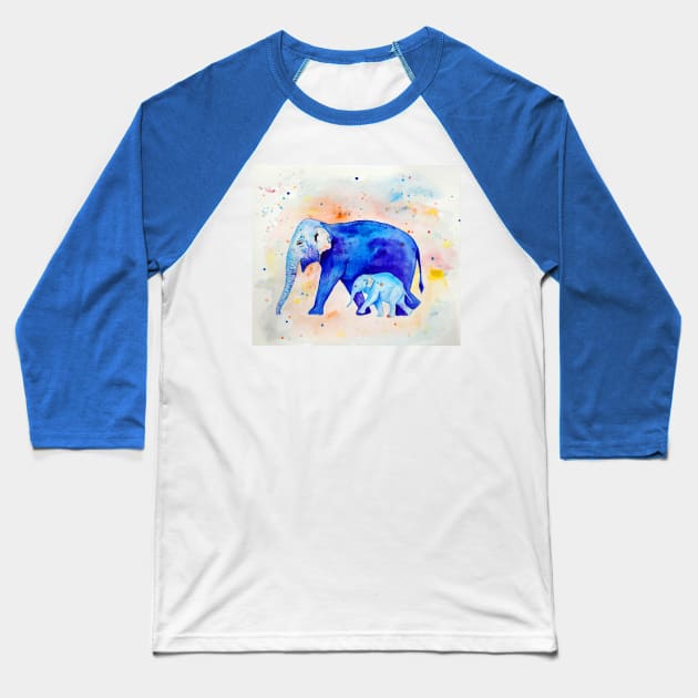 Elephants mom and baby Baseball T-Shirt by Luba_Ost